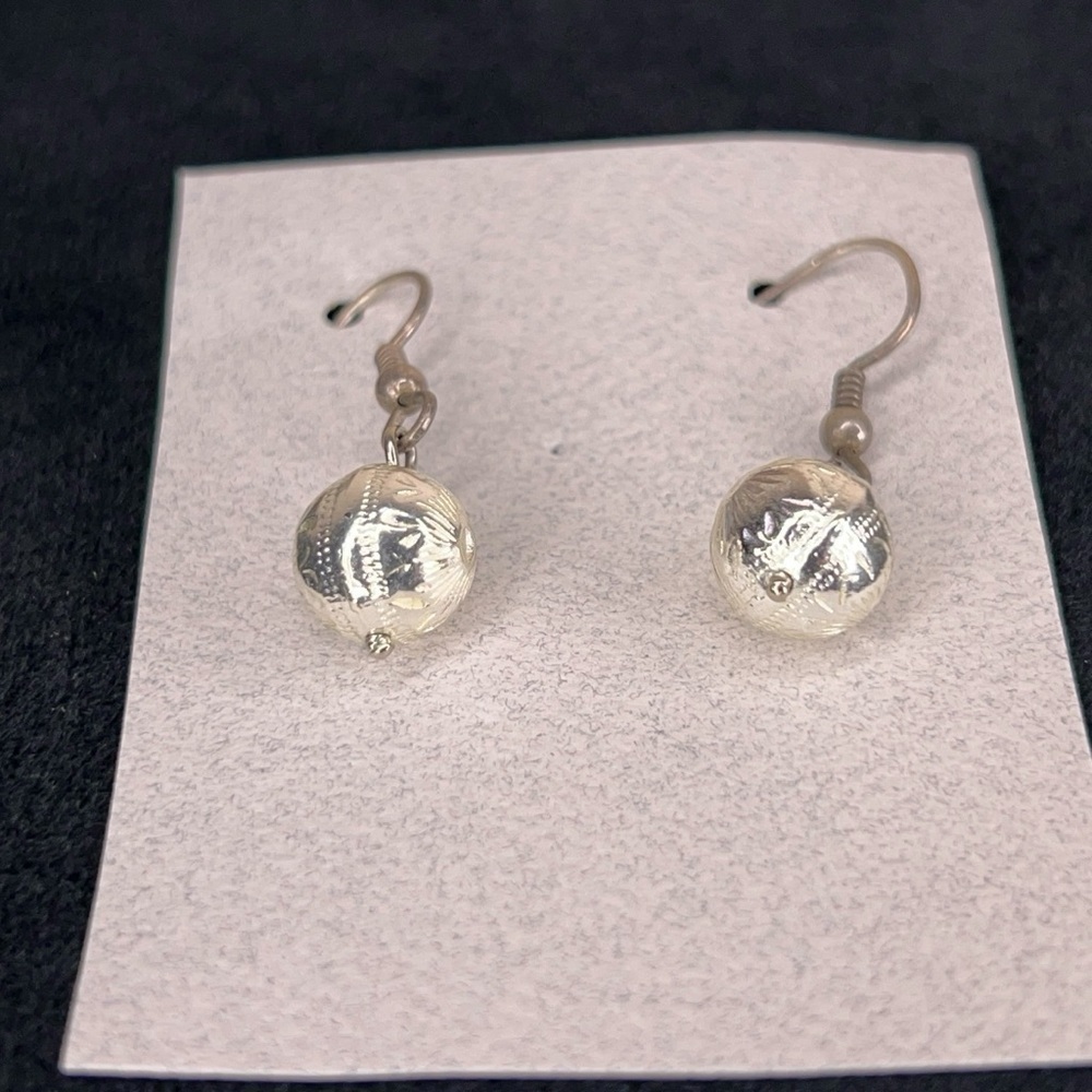 Vintage Sterling Silver Earrings Round Ornate Dangle Style Western